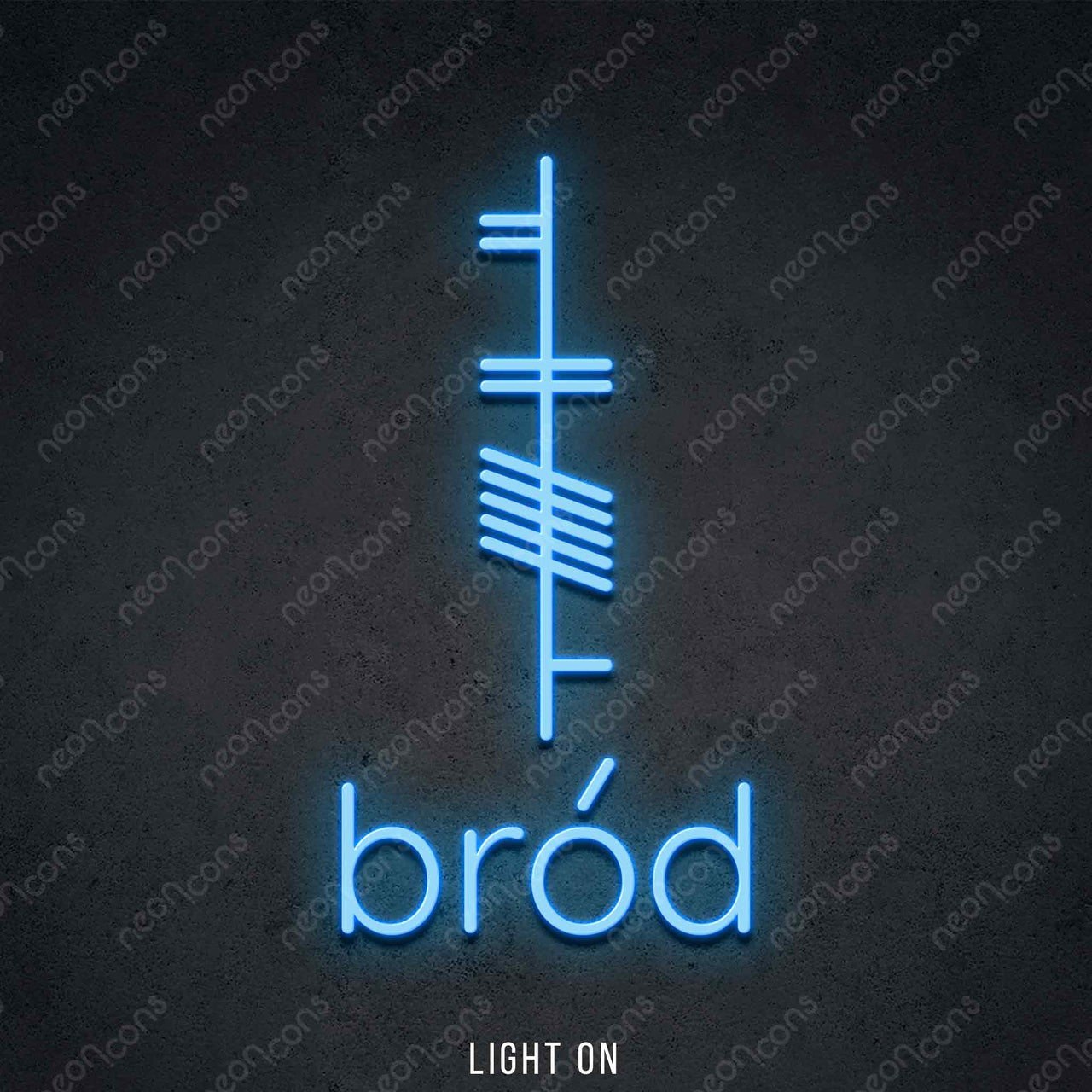 "Ogham - Brod - Pride" LED Neon 60cm (2ft) / Ice Blue by Neon Icons