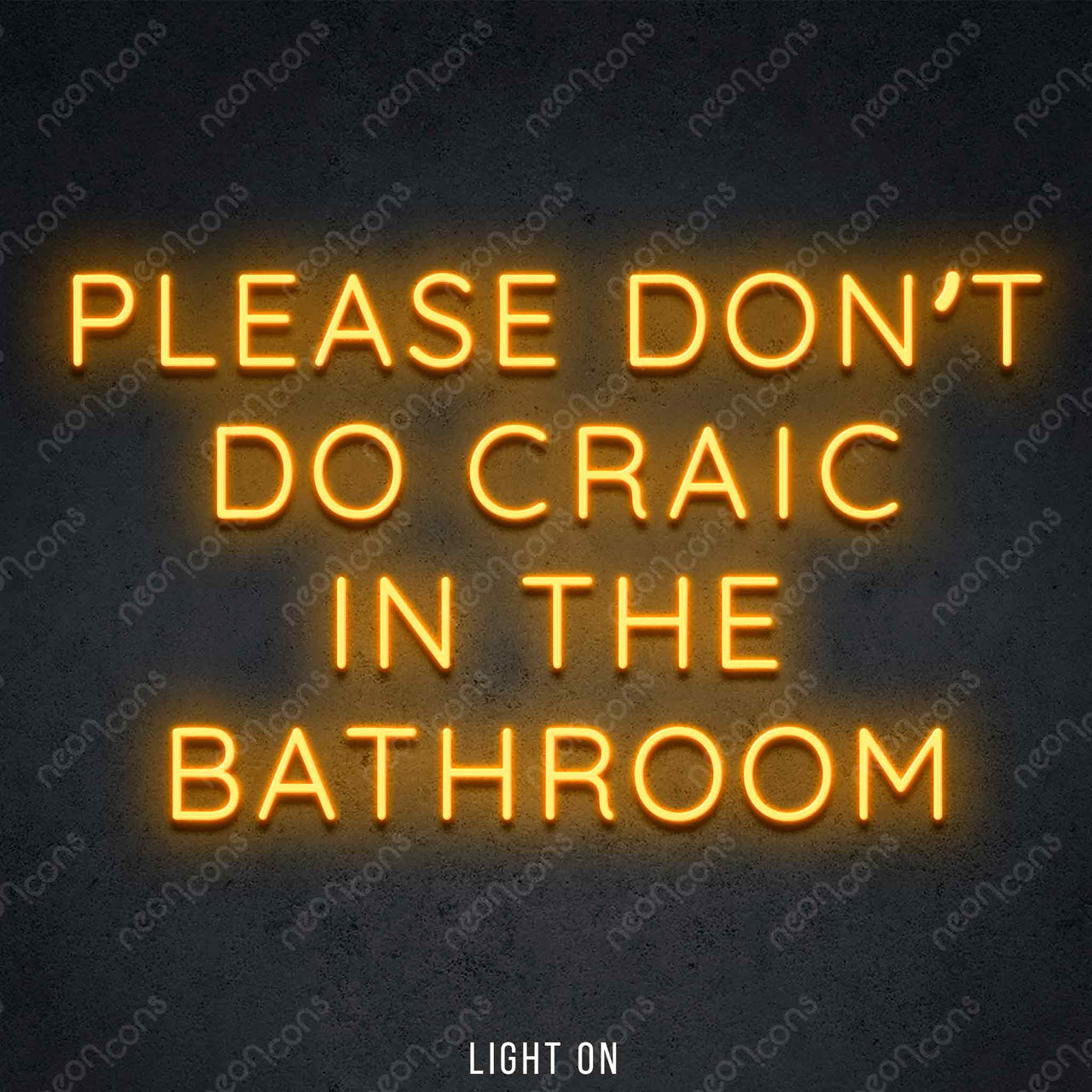 "Please Don't Do Craic In The Bathroom" LED Neon 60cm (2ft) / Orange by Neon Icons