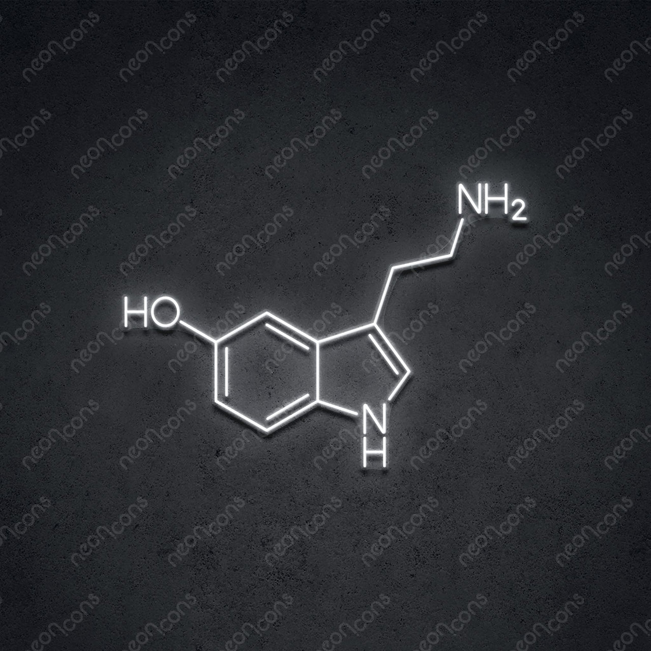 "Serotonin Molecule" LED Neon 60cm (2ft) / White / LED Neon by Neon Icons