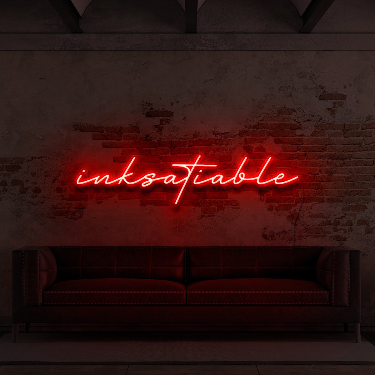"Inksatiable" Neon Sign for Tattoo Parlours 90cm (3ft) / Red / LED Neon by Neon Icons
