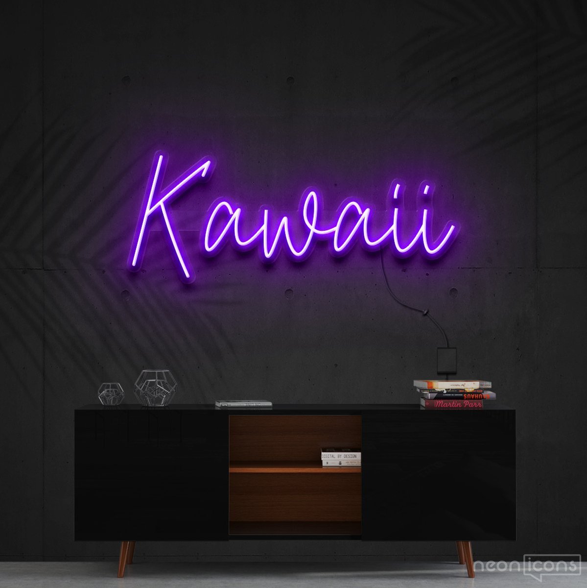 "Kawaii" Neon Sign 60cm (2ft) / Purple / Cut to Shape by Neon Icons