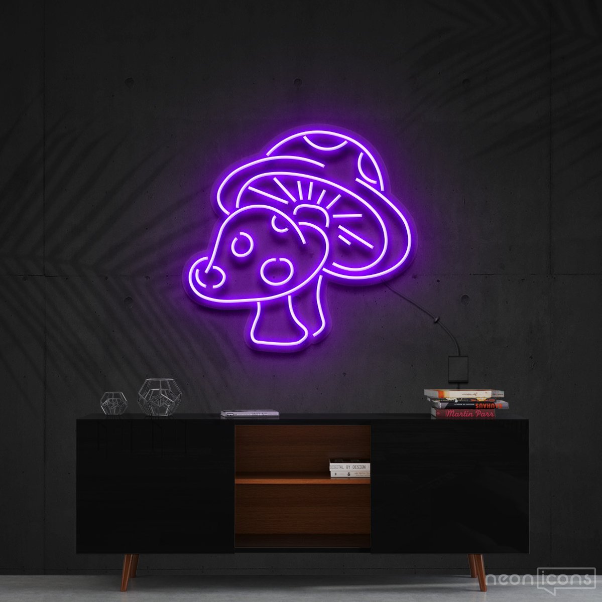 "Mushies" Neon Sign 60cm (2ft) / Purple / Cut to Shape by Neon Icons