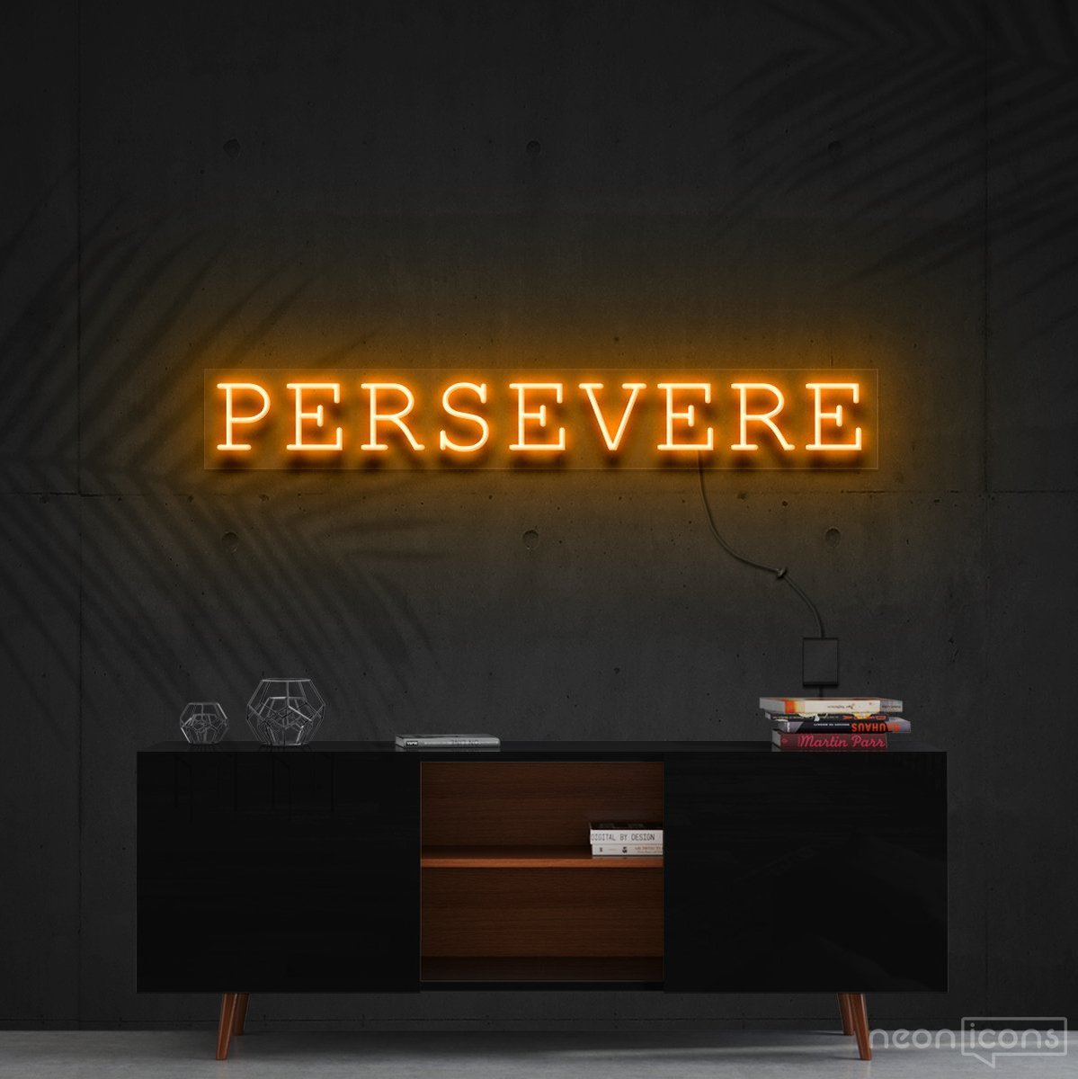 "Persevere" Neon Sign 90cm (3ft) / Orange / Cut to Shape by Neon Icons