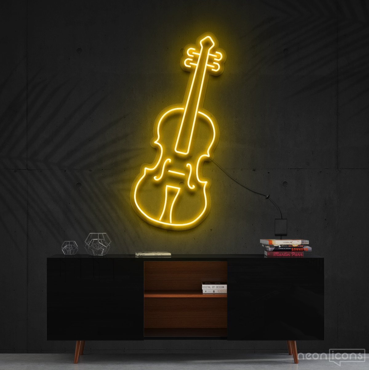 "Violin" Neon Sign 60cm (2ft) / Yellow / Cut to Shape by Neon Icons