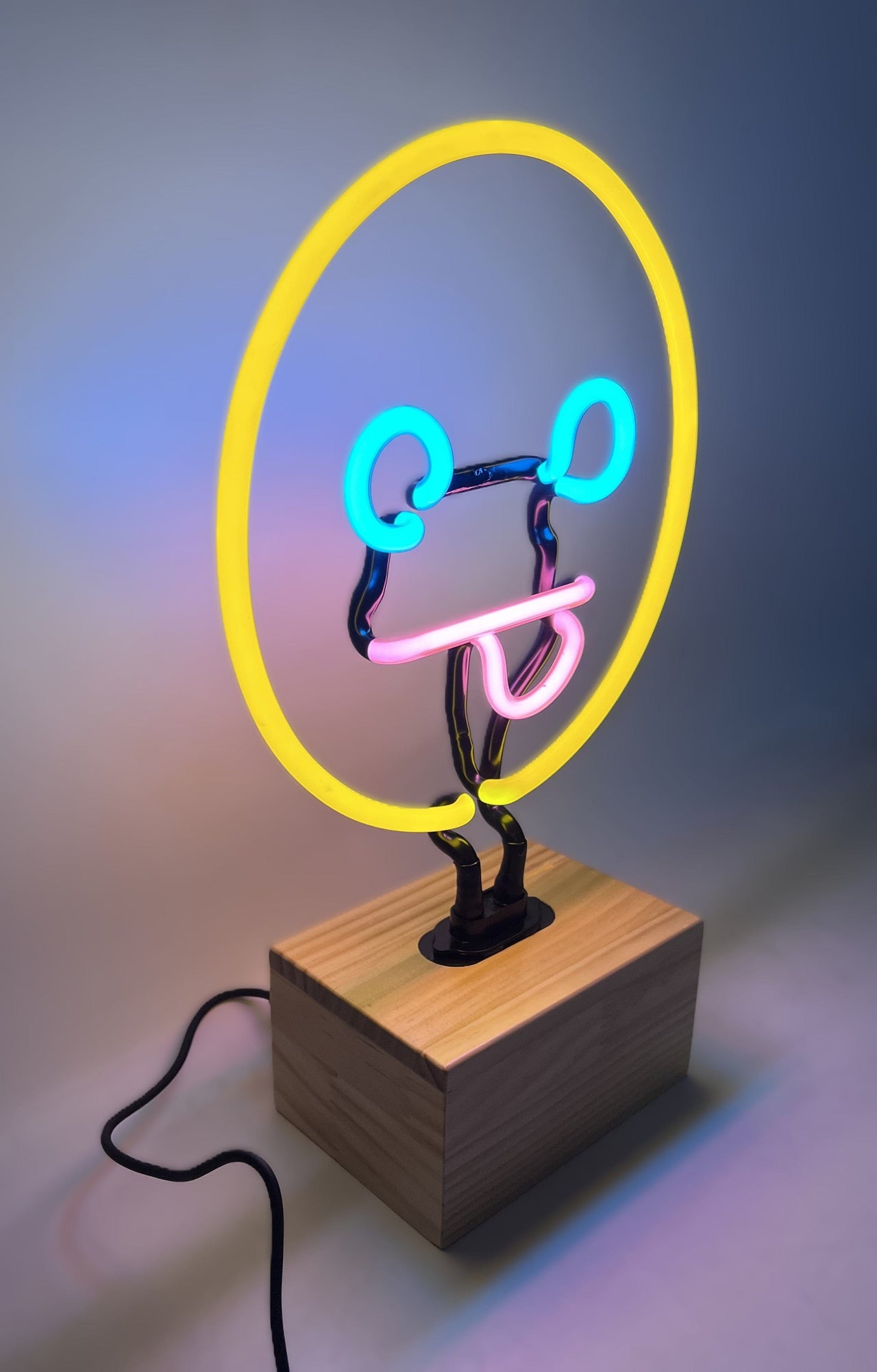 "Silly Face Emoji" Glass Neon Lamp by Neon Icons