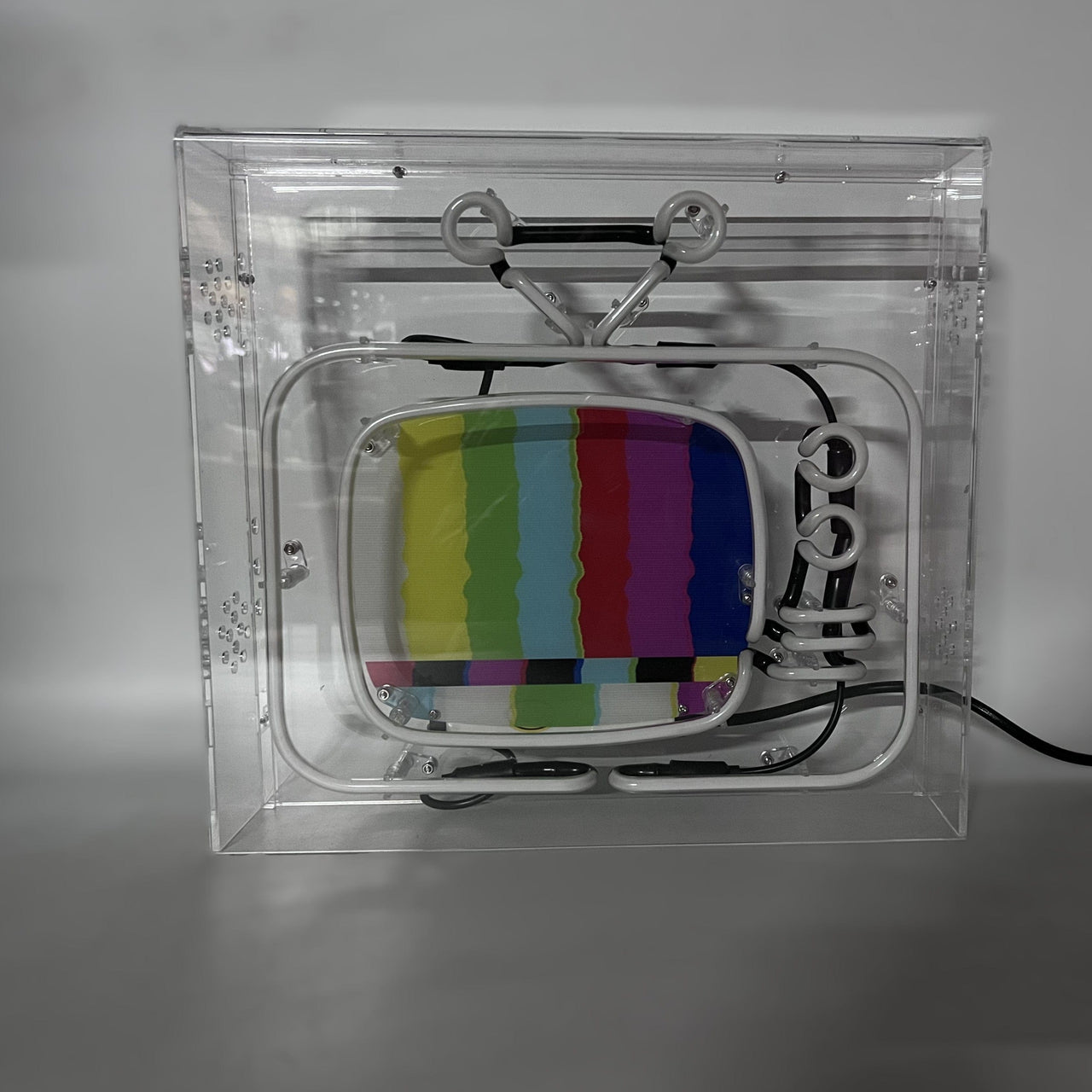 "TV" Glass Neon Lamp in Acrylic Box by Neon Icons